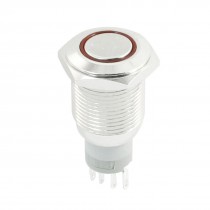 DC12V Red Indicative LED SPDT 16mm Panel Mount Locking Metal Push Button Switch
