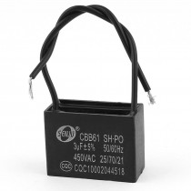 Black Polypropylene Film Motor Run Capacitor 3uF 5% AC 450V CBB61