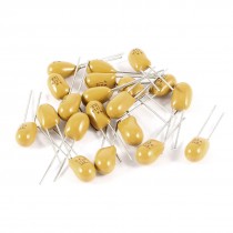 20PCS 22uF 25V 2 Pin Yellow Radial Dipped Tantalum Bead Capacitors