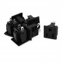 6 Pcs AC 110V-250V 15A Panel Mount Power Socket Connector Black for US 2Pin Plug