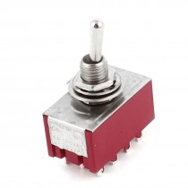 Red Two Positions 12-Pin 4P2T ON-ON Mini Toggle Switch 6A AC125V 2A AC250V