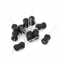 10Pcs 1mH 250mA 5x7mm 10% Tolerance Shielded Radial Lead Inductor Black