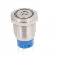 DC 12V Green LED SPDT 19mm Momentary Stainless Steel Push Button Switch