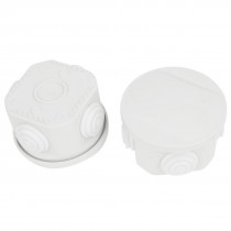 2 x White ABS Waterproof 80x50mm Round Electric Power Junction Box