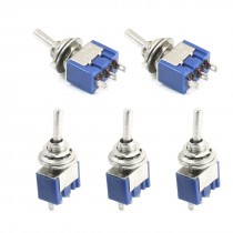 5PCS AC 125V 6A  3Pins SPDT On-On Latching Mini Toggle Switch Blue