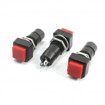 250V 5A SPST 2-Pin Momentary Action Red Square Head Push Button Switch 3Pcs