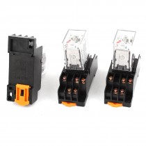 3 Pcs AC 220-240V 3PDT 11 Pins Red LED General Purpose Power Relay w Socket Base