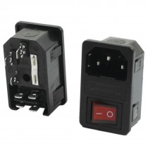 AC 250V 10A Red Switch C14 Male PCB Board Power Adapter Socket 2Pcs
