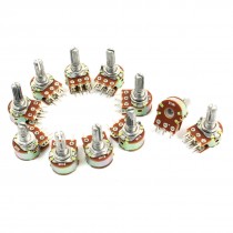 10 Pcs B10K Ohm Knurled Shaft Adjust Double Linear Potentiometers AC 250V
