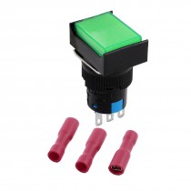 AC250V 5A Panel SPDT Green Non Locking Pushbutton Switch w DIY Wiring Terminals