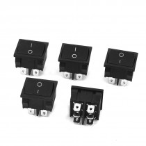 5 Pieces AC 250V 15A 6A Black DPDT On/On Position Rocker Switch