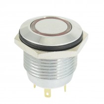 16mm DC 3V Red Ring LED Light Stainless Steel Momentary Push Button Switch SPST