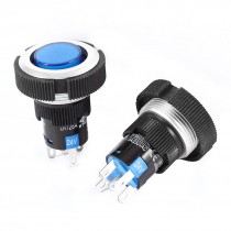 2 Pcs DC 24V Blue Indicator Light 22mm Thread SPDT Latching Pushbutton Switch