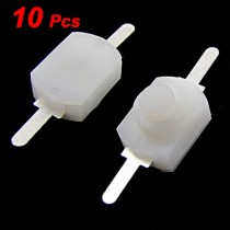 10 Pcs Horizontal 2 Pin On Off Torch Push Button Switch White AC 250V 1.5A
