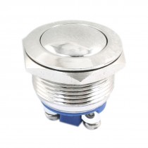 AC 250V 3A 19mm Flush Mounted SPST Round Head Momentary Metal Push Button Switch