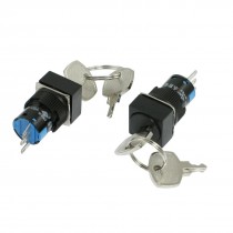 2 Pcs Keylock Rotary Selector Square 1NO 1NC SPDT Push Button Switch AC 250V 5A