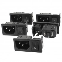 5 x SPST 2Pin On-Off O/I Rocker Switch IEC320 C14 Inlet Power Socket AC 10A 250V