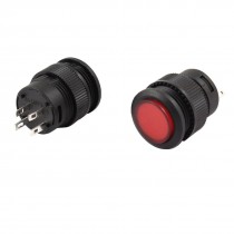 2 Pcs R16-503 250V/AC 3A 4 Pins Red LED Lamp Latching SPST Push Button Switch
