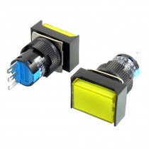 2Pcs AC 250V 3A 3P Yellow Rectangular Momentary Push Button Switch