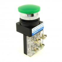 AC 250V 6A SPDT Panel Mounted Momentary Green Mushroom Push Button Switch