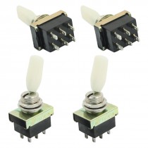 Plastic Rocker ON-OFF-ON 2PDT 6 Pin Terminal Toggle Switch AC 220V 3A 4pcs