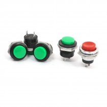 5 Pcs Red Green Round Flat Button Momentary SPST Pushbutton Switch 250VAC 3A