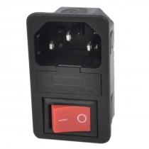 AC 250V 10A 5 Terminal Rocker Switch C14 Inlet Male Power Socket