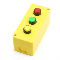 5A 250VAC SPDT Latching Red Green Yellow Three Button Pushbutton Station