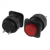 5 pcs AC 3A 250V Red Cap SPST OFF-(ON) N/O NO Self-locking Push Button Switch