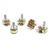 5 Pcs 20K Ohm Knurled Shaft Top Dual Linear Potentiometers AC 250V