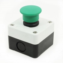 Plastic Case Momentary NO Green Mushroom Push Button Switch AC 240V 3A