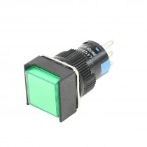 AC 250V 5A SPDT 1NO 1NC 3 Pins Momentary Green Square Push Button Switch