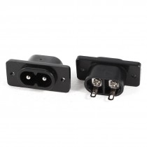 2 Pieces AC 250V 10A IEC320 C8 Screw Mount Inlet Plug Power Socket Black