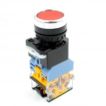 22mm Dia Thread DPST Latching Red LED Lamp Push Button Switch AC 220V