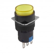 AC 250V 3A Momentary 3 Terminals Yellow Push Button Switch