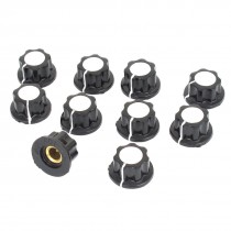 10 Pcs Replacement 16mm Cap Top Dia 6mm Shaft Hole Nonslip Potentiometer Knob