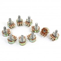 10 Pcs 500K Ohm Knurled Shaft Adjust Top Dual Linear Potentiometers AC 250V