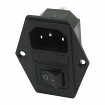 AC 250V 10A 5x20mm Fuse Holder Rocker Switch IEC320 C14 Male Plug Power Socket