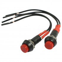 2 Pcs Red Round Cap Momentary Push Button Switch AC 250V 3A