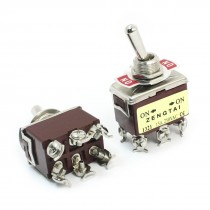 DPDT ON/ON 2 Position Power Control Toggle Switch AC 250V 15A E-TEN1321 2pcs