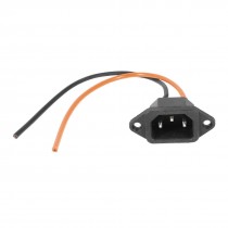 AC 250V 10A 3Pins C14 Plug Type Black Red 2 Wires Power Inlet Socket