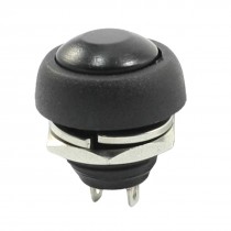 SPST 2 Terminals Black Cap Momentary Push Button Switch 3A 250VAC