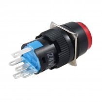 Red 15mm Round Cap Self-locking Lamp Push Button Switch