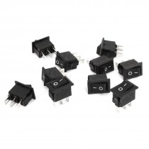 10Pcs Black Soldering 3Pin SPDT ON/OFF Snap in Rocker Switch AC 250V 3A