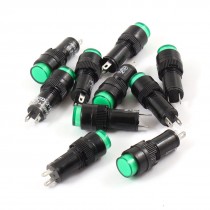 10 Pcs AC220V Green Light Signal Indicator for Electrical Circuit