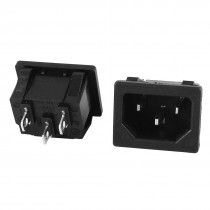 2 Pcs 250V 10A 3 Pin Panel Mount C14 Male Plug AC Power Socket Connector Adapter