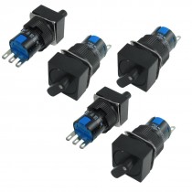 AC 250V 5A Square 2 Position 1NO 1NC Selector Push Button Switch 5 Pcs