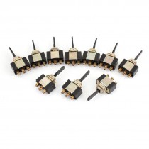 10 Pcs AC 2A/250V SPDT ON/OFF/ON 3 Position Latching Toggle Switch