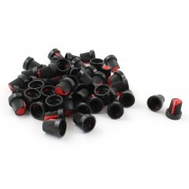 49pcs 6mm Knurled Shaft Red Top Taper Volume Knob Cap for Potentiometer Pot