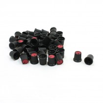 50 Pcs 6mm 15/64" Shaft Dia. Nonslip Potentiometer Knobs Red Black